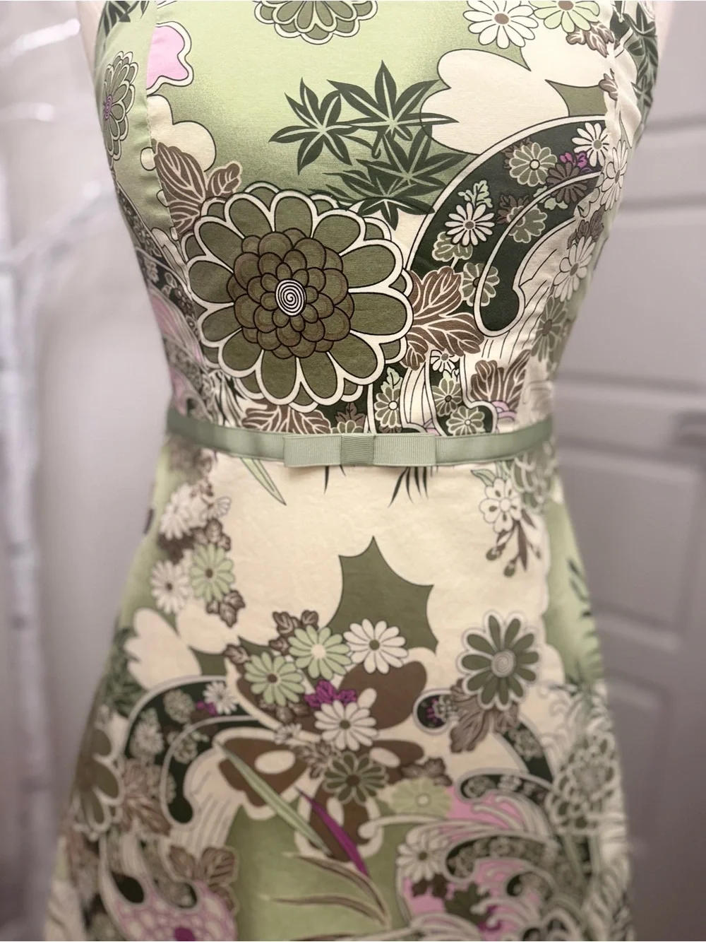 Rabbit Rabbit Rabbit Green Floral Square-Neck A-Line Mini Dress - Picture 5 of 7